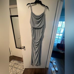 David’s Bridal - ruched jersey spaghetti strap bridesmaid dress - Dusty blue